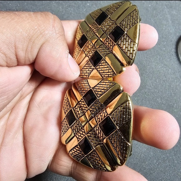 Vintage Douglass Paquette Double Square Gold Tone Jeweld Ornate Belt Buckle - Picture 5 of 12